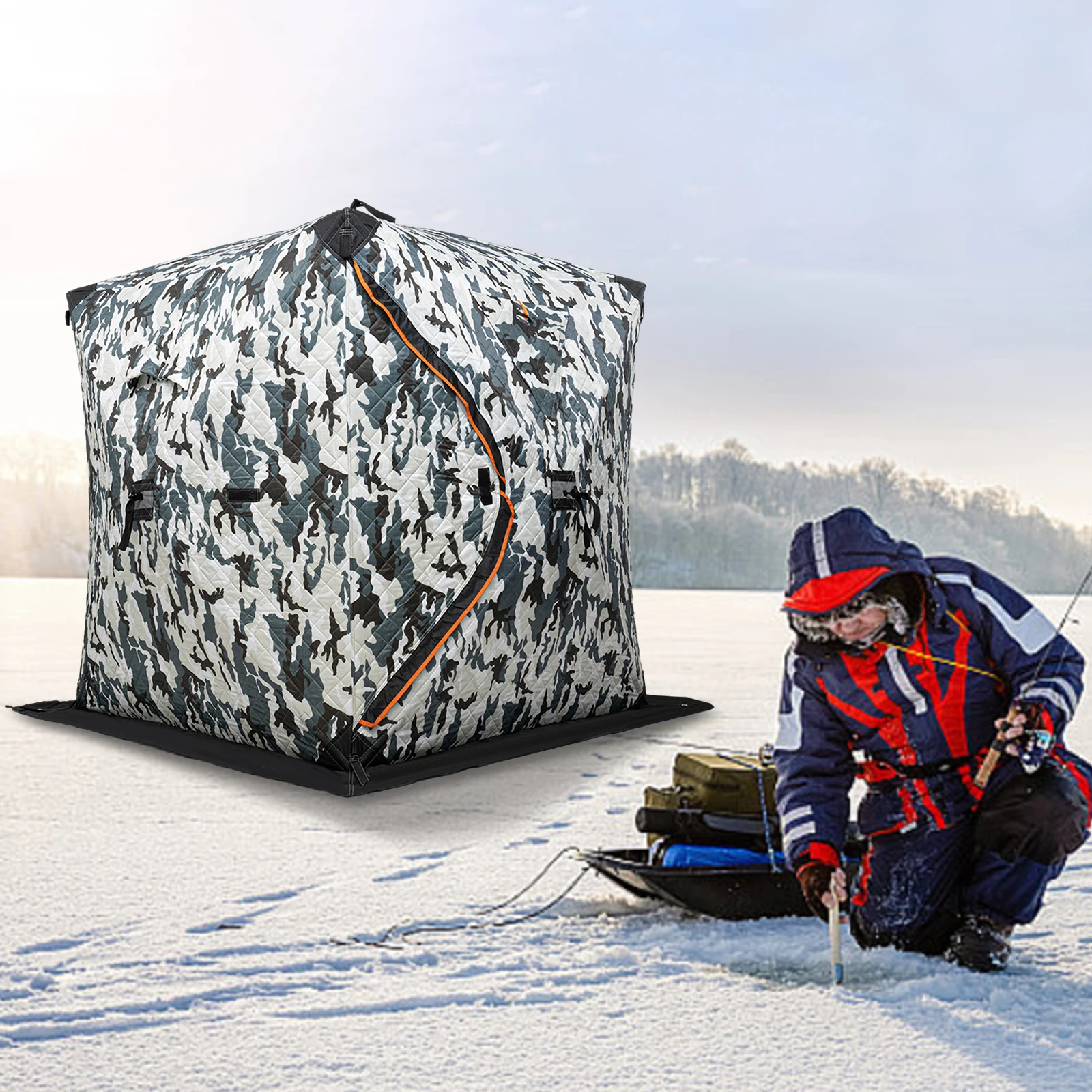 Portable Ice Fishing Tent, Fishing Shelter, Thermal Ice Fishing Tent  Camouflage Can Accommodate 1-2 People - AliExpress