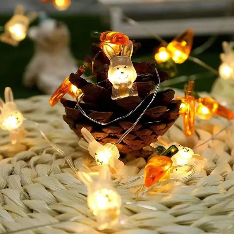 Easter LED Bunny String Lights Easter Decoration For Home Carrot Rabbit