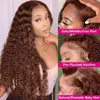 Chocolate Brown Kinky Curly 13x4 Hd Lace Front Wig Human Hair Brown Colored Human Hair Wig Brazilian 13x6 Lace Frontal Curly Wig 3