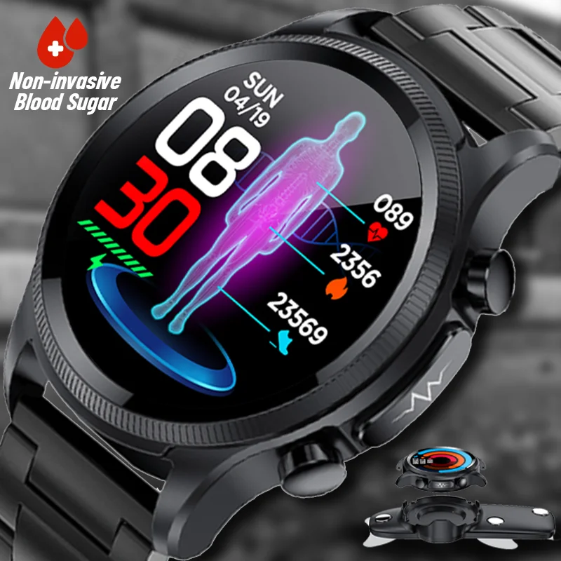 Noninvasive Blood Glucose Smart Watch Men Body Temperature Monitoring ECG Watches Women IP68