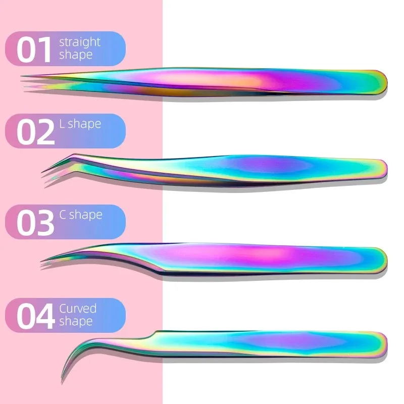 정밀 인조 속눈썹 족집게, 개별 곡선 스트립, 속눈썹 연장 도구, 눈썹 헤어 클립 집게, 네일 메이크업 용품, 4 개