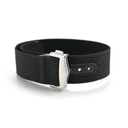 Premium 20mm High Grade Nylon Waterproof Watch Band with Folding Buckle - 20mm (Black)