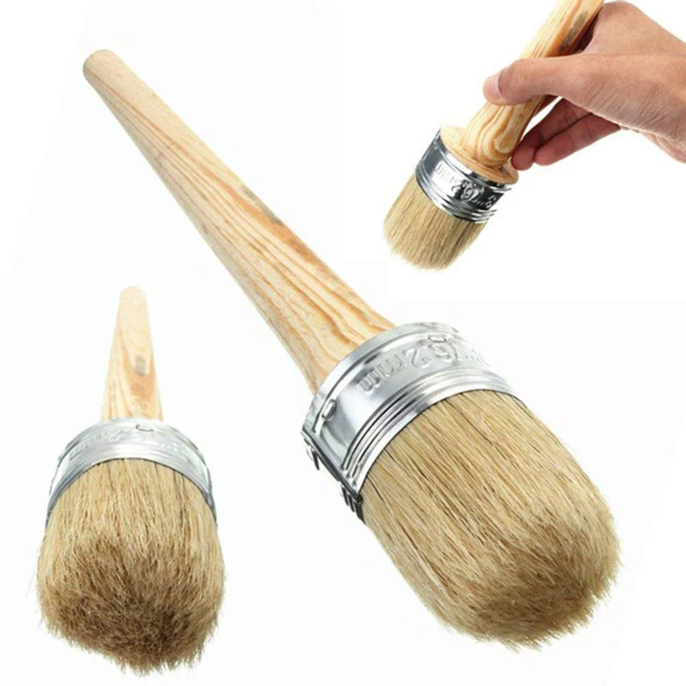 Round Chalk Paint Brush House Chip Paintbrush Circle Stencil with Bristle Pig Mane Paint Brushes