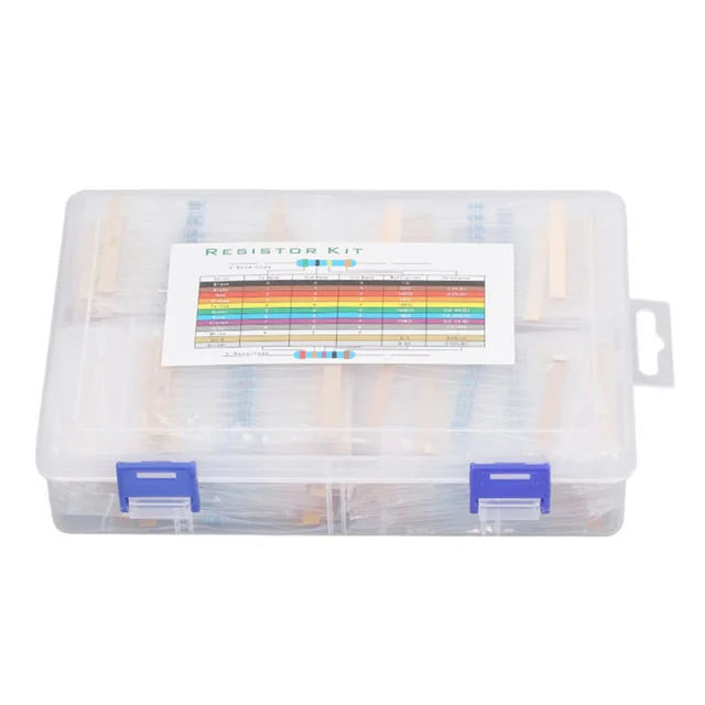 Metal Film Resistor Kit 1450pcs/box 145 Value  1 Ohm-1M Ohm, 1% 1/4W  Resistors Assorted Pack Kit Set (1Ω-1M)