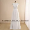 Exquisite Bohemian Wedding Dress Cap Sleeves Customized Boho Lace Bride  Chiffon A Line Beach Bridal Gown Customized Size 1