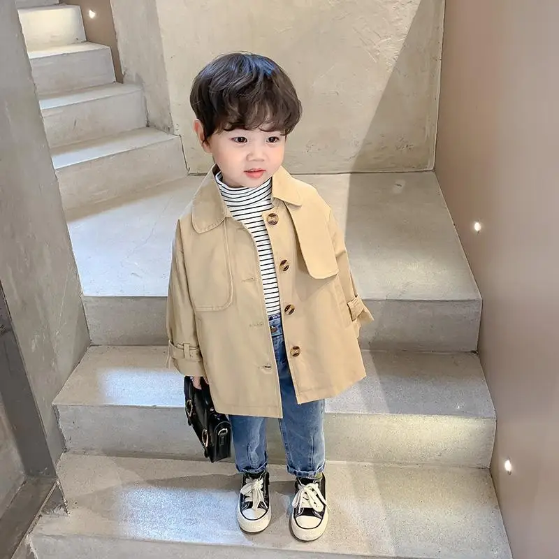 Boy Toddlers Trench Coat Baby Boys Fashion Long Trench Coats