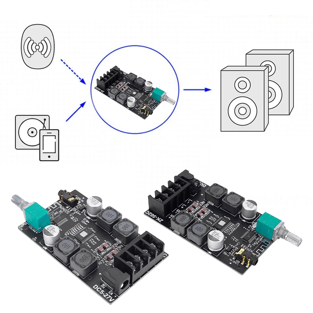 TPA3116D2 HIFI 블루투스 호환 5.0 앰프 보드 스피커, 스테레오 오디오 앰프, 스테레오 디지털 파워 앰프 보드 모듈 AUX
