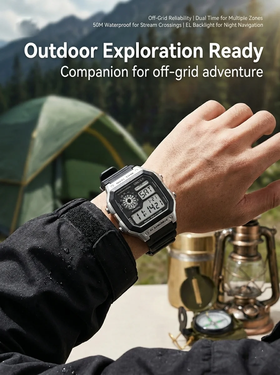 White Classic Waterproof Digital Sports Watch - Blue Edition