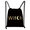 Witch Witchcraft Print Backpack Witchy Woman Drawstring Bags Moon Star Cat Storage Bag for Travel Shoes Holder Wicca Bookbag 4