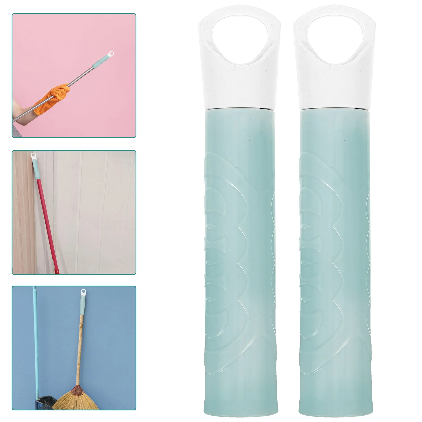

2 Pcs Broom Accessories Sweep Push Handle Grip Floor Mop Thread Gripper Plastic