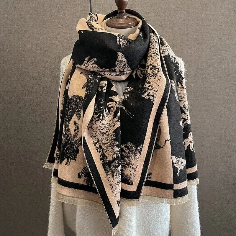 Faux Cashmere Scarf Unisex Man Women Tribal Style Jungle Animal Winter Warm Shawl Stole 185*65cm