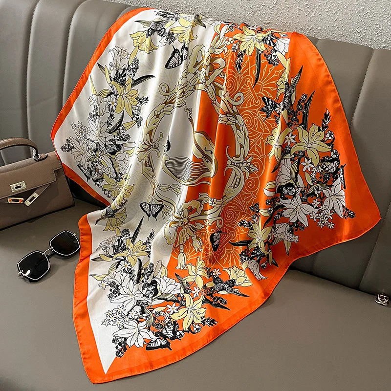 Drucken 70cm Silk Satin Kopftuch Frauen Luxus Design Hals Krawatte Schal Weibliche Haar Hand Handgelenk Foulard Schal Hijab Bandana neue – Detail 24
