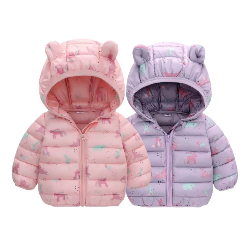 Down Jackets Cartoon Dinosaur Print for Boys and Girls Autumn Winter Kids
