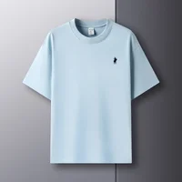 100% pur coton à manches courtes col rond hommes T-shirt vente chaude marque de luxe été exquis poney broderie haut respirant 6