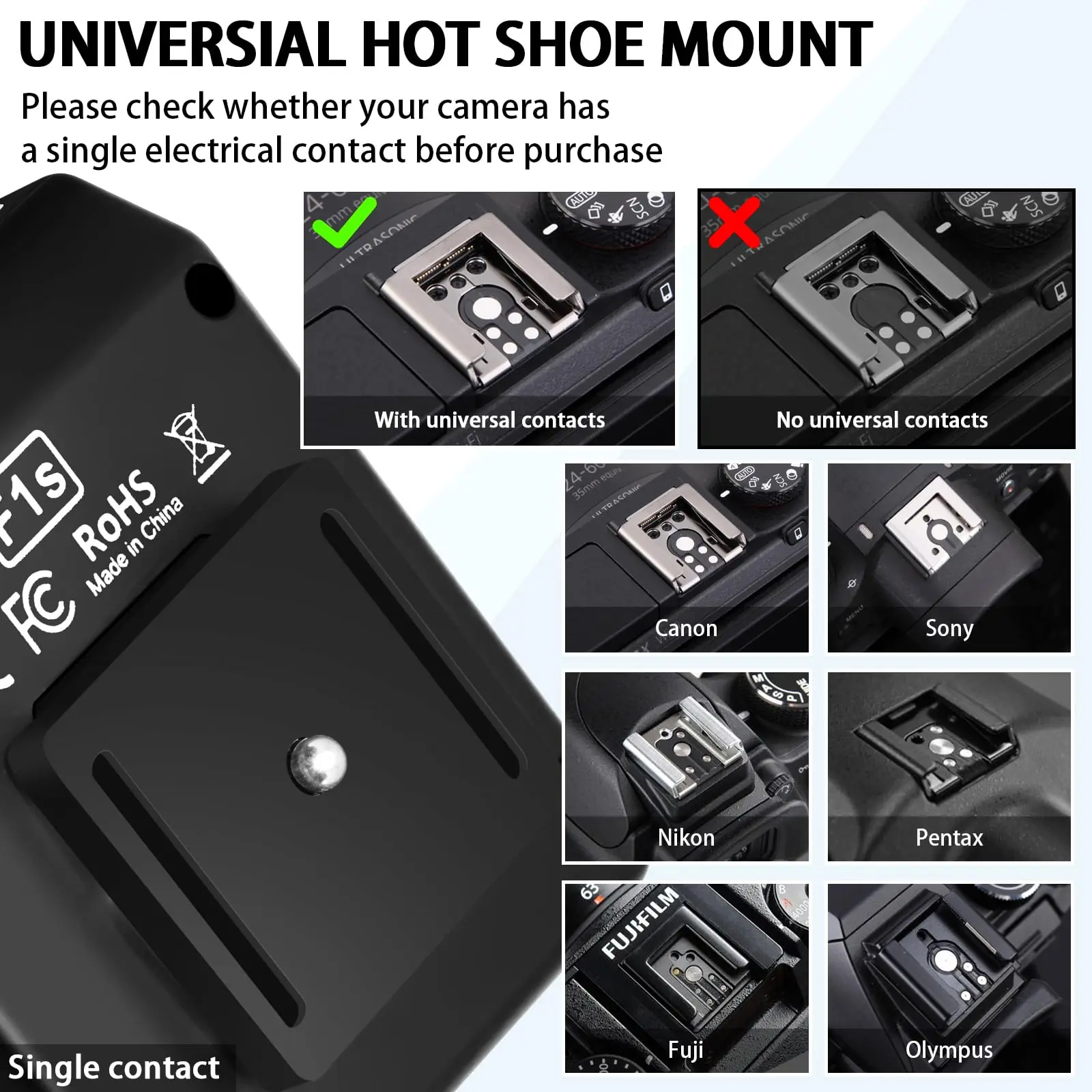 Medalight F1S Camera Flash for Fuji/Sony/Nikon/Canon,Portable Mini Hot Shoe Flashlight Camera Flash for DSLR Cameras