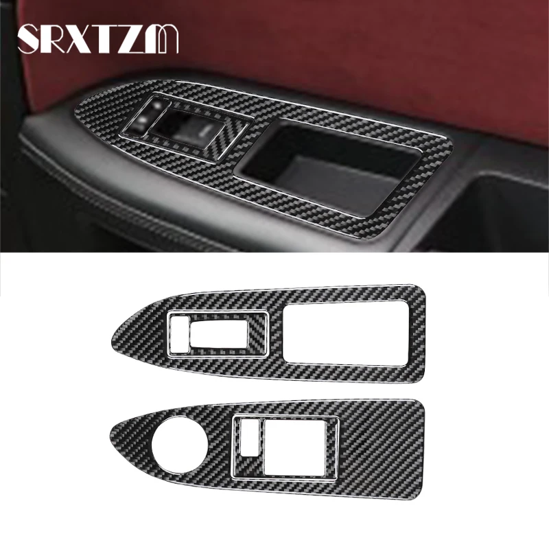 For Dodge Challenger 2008-2014 Carbon Fibre Inner Armrest Door Window Glass Lift Switch Button Panel Accessories