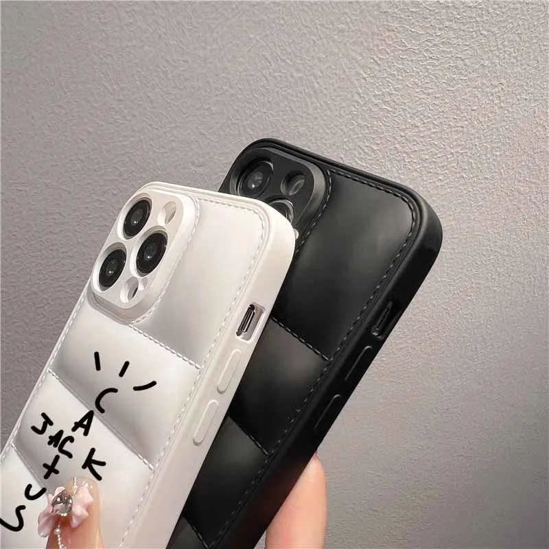 Luxury Puffer Cactusjack Hip Hop Soft Phone Case with High-Collar Down Jacket Design