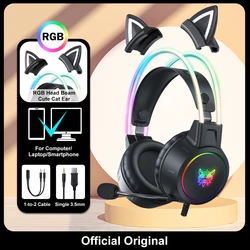 ONIKUMA X15 Pro RGB Gaming Headphones with Flexible Mic and Button Controls (Black with Cat Ear)
