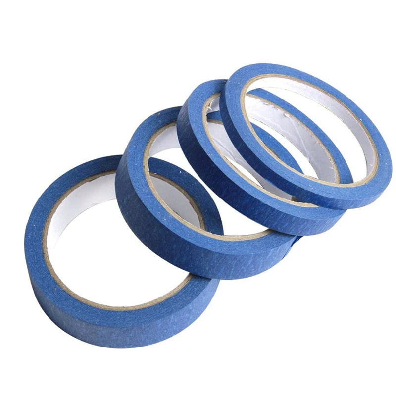 

NEW-4Pcs Blue Painter Tape Paper Adhesive House Painting Peeling Peel Tape Easy To Tear Masking Tape Multi Size