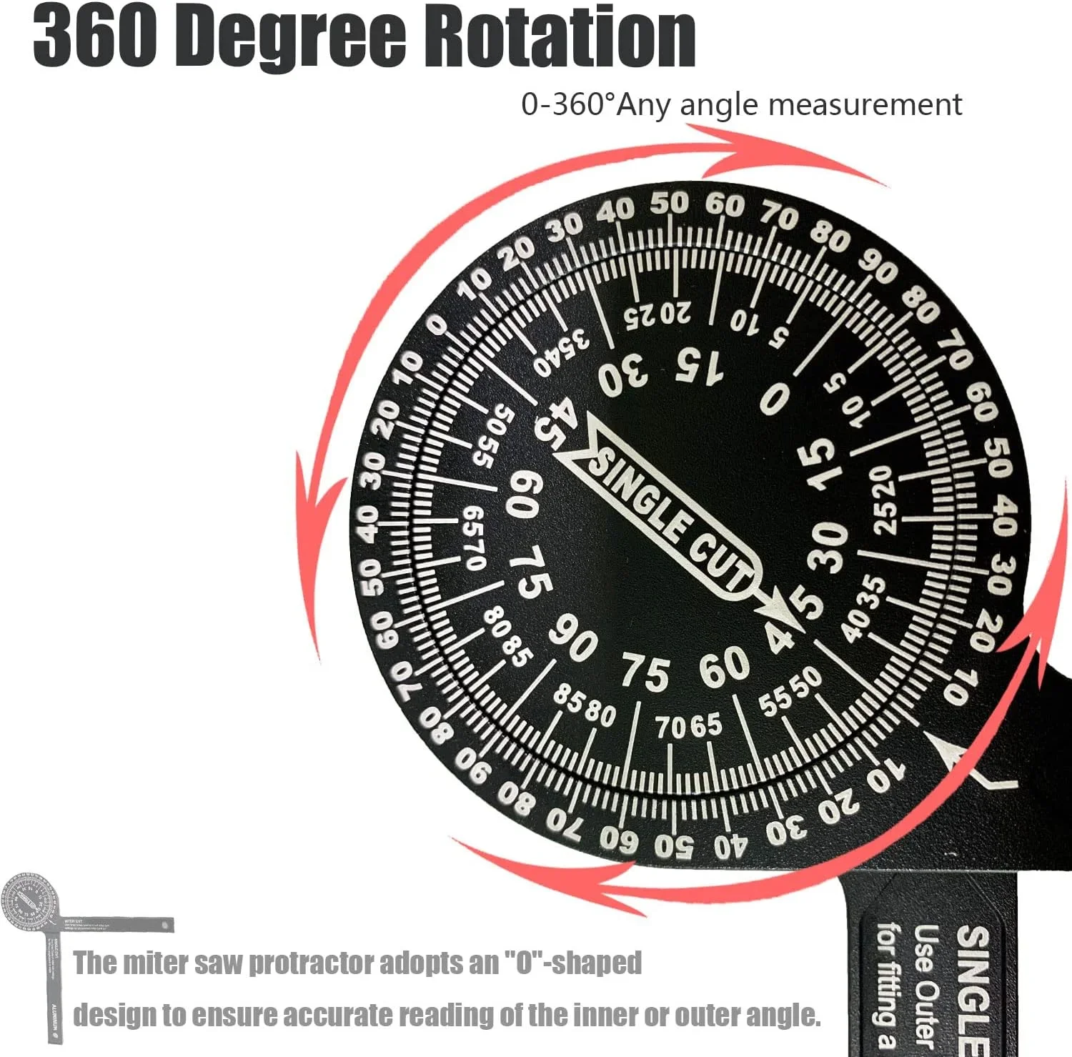 Miter Saw Protractor Aluminum Angle Finder Woodworking Angle Gauge Carpenters/Renovation Work/Metal/All Building Trades