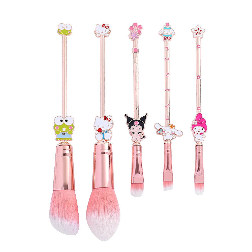 5Pcs Hello Kitty Makeup Brushes Kits Kawaii Sanrio Kuromi Foundation