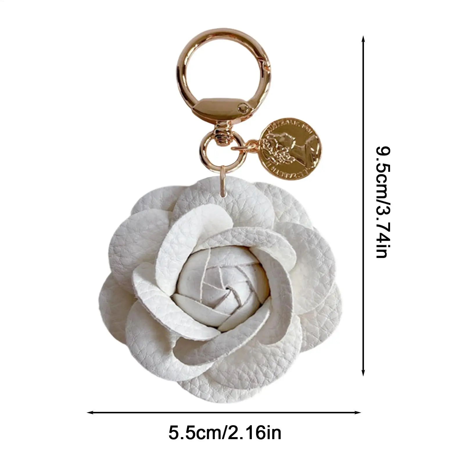 Elegant Flower-Shaped PU Leather Keyring Pendant Charm Keychain