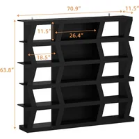 70.9" W 5-Tier Bookshelf Bookcase with 15 Storage Cubes, Modern Wooden Storage Display Shelf Rack for Living Room Home Office, 2