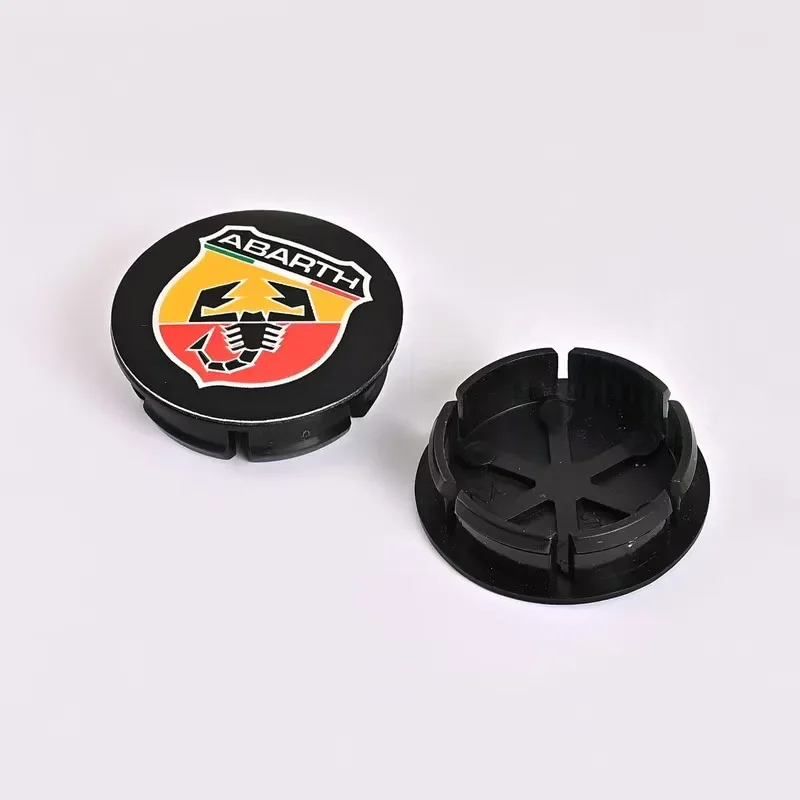 4 Autocollants Cache-moyeux Pour Abarth 500 500L 500X Bravo - Diamètre 50mm, Logo Abarth, Noir Et Rouge - 9