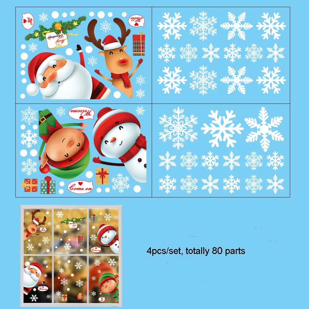 Christmas Window Clings Snowflakes Window Decals Static Stickers For Christmas Decorations Ornaments