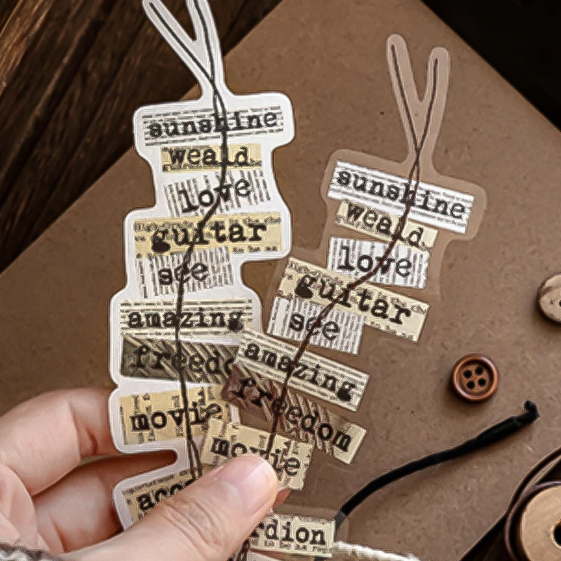 Mr.Paper 20Pcs 더블 팩 롱 스트립 스티커 타임 스티치 시리즈 레트로 저널 스크랩북 콜라주 장식 공예 용품