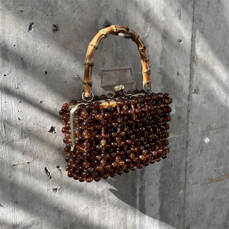 High Quality Luxury Chain Crossbody Bag 2025 New Woven Crystal Bead Flip Cover Fashion Banquet Women's Handbag Customization