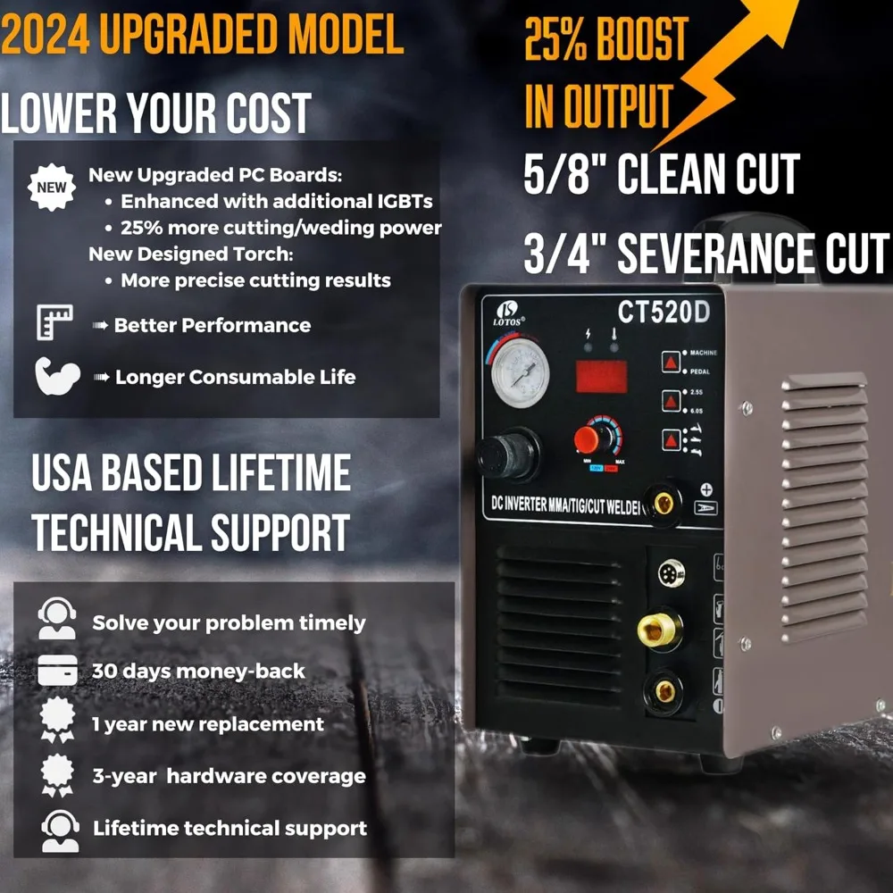 5/8" 16mm Clean Cut 3/4" 20mm Severance Cut 50A Non-Touch Pilot Arc Plasma Cutting Machine, 200A Tig & Stick Welder, Brown 2