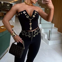 Jasmine Metal Ring Strapless Crop Top Pant Set 4