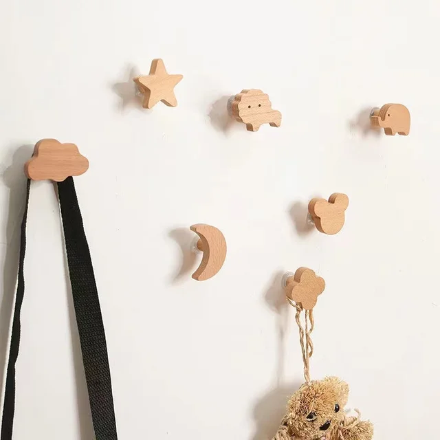 Crochets en bois d'animaux, 1 pièce, mignon, décoration de chambre, porte-clés mural, patère, porte de maison, crochet en bois, accessoires de cuisine, Gadget 2