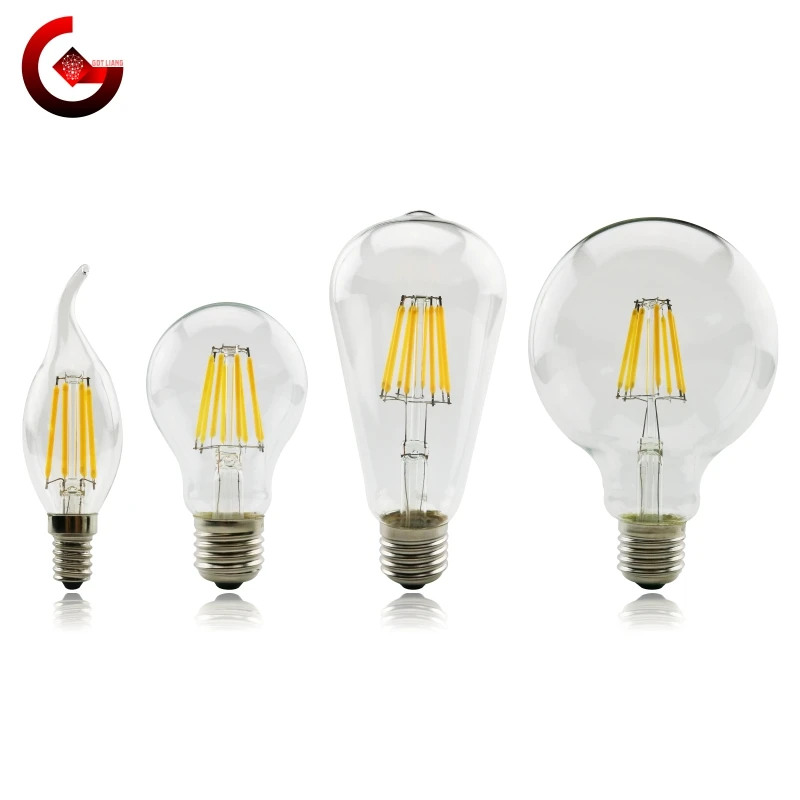2/4/6/8w E27 E14 Retro Edison LED Filament Bulb Lamp AC220V Glass Light C35 G45 A60 ST64 G80 G95 G125 Vintage Candle |