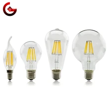 2/4/6/8w e27 e14 retro edison led filamento lâmpada ac220v lâmpada de vidro c35 g45 a60 st64 g80 g95 g125 luz vela do vintage
