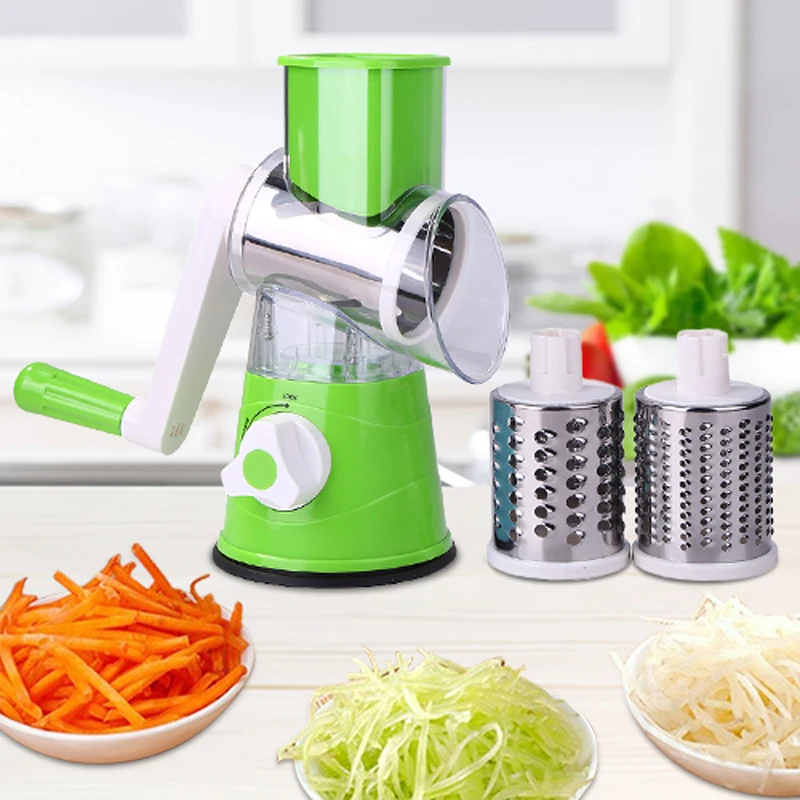 OKJHFD Multifunctional Hand Crank Vegetable Cutter Vegetable Cutter Food  Processor with 5 Stainless Steel Blades Efficient Grater for Fruits