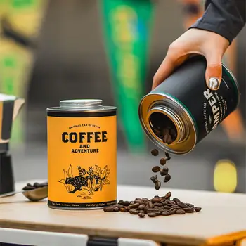 150g/200g Portable Coffee Bean Sealed Jar Outdoor Camping Tin Box Food Grade Fresh-keeping Breathable Tin Can Iron Jar