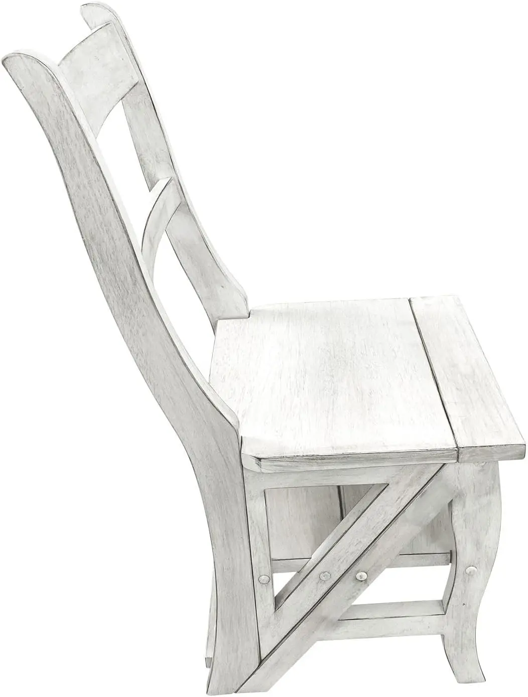 Solid Wood Library Chair and Step Ladder - Convertible 2-in-1 Chair, Foldable Ladder Seat with Storage Shelf