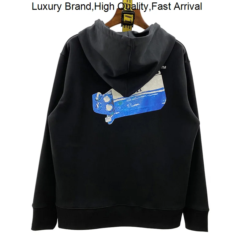 

winter Autumn high quality warning sign printed for men and women 100% cotton fashionable hoodie pullover 1:1