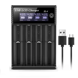 Dual Slot USB LCD Smart Battery Charger for Rechargeable Lithium and Ni-MH AA/AAA Batteries (4 Slots USB)