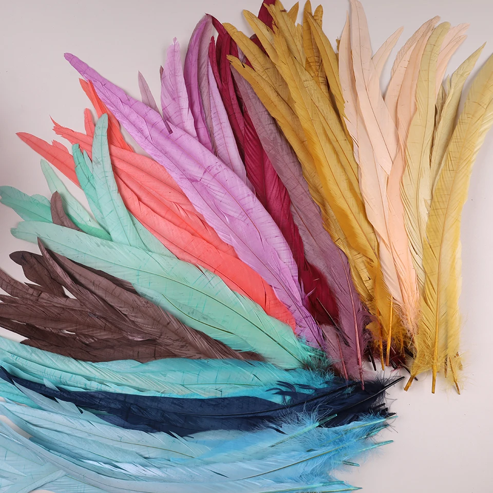Rooster Feathers 50Pcs 35-40cm Rooster Tail Feathers for Crafts Carnival Accessories Natural Long Plumes Chicken Decoration Feather Headdress