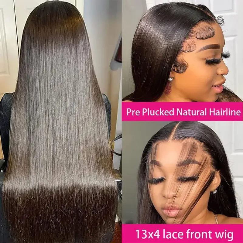 30 Inch 13x4 Wigs Human Hair Straight Lace Front Wig 200 Dinsity Pre Plucked HD Transparent Lace Frontal Wig Natural Hairline