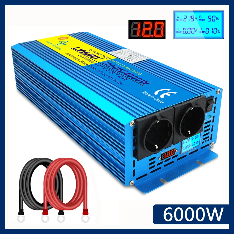 Inverter Per Auto A Onda Sinusoidale Pura Dc 12V A Ac 220V Convertitore Di Tensione 3000W 4000W 5000W Eu Plug Power Auto Inversor Trasformatore Solare