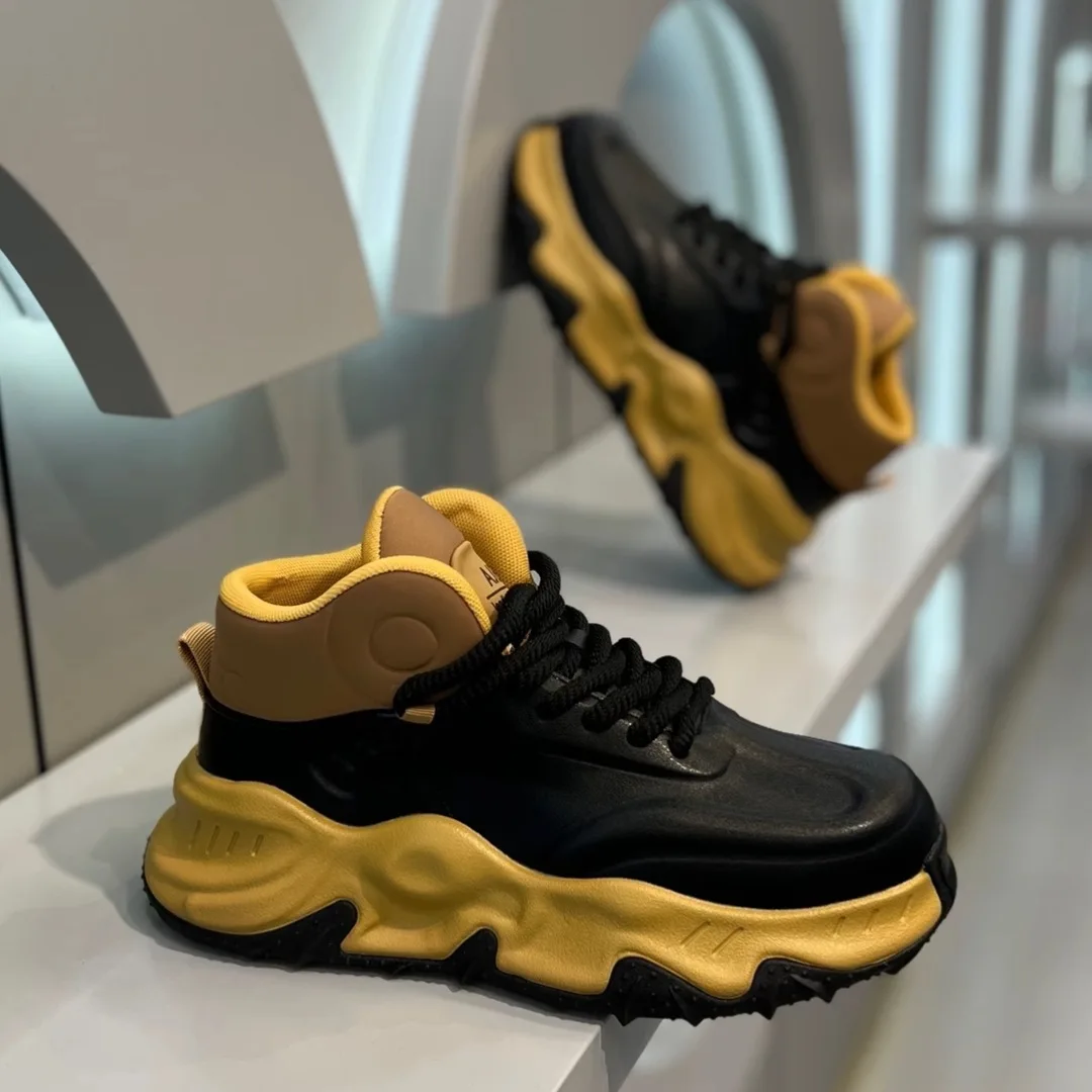 Spring Autumn New Men's Thick Sole Elevated Casual Shoes Comfortable and Breathable Sports Running Shoes Men's Vulcanize Shoes 3