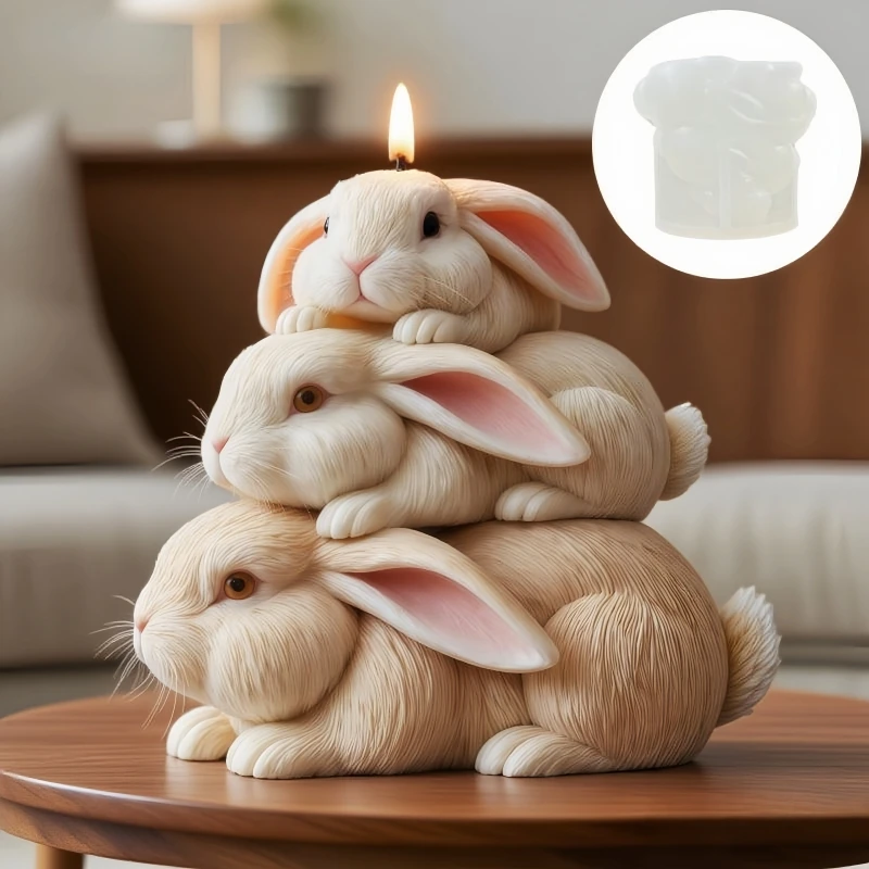 Bunny Family Candle Mold 3