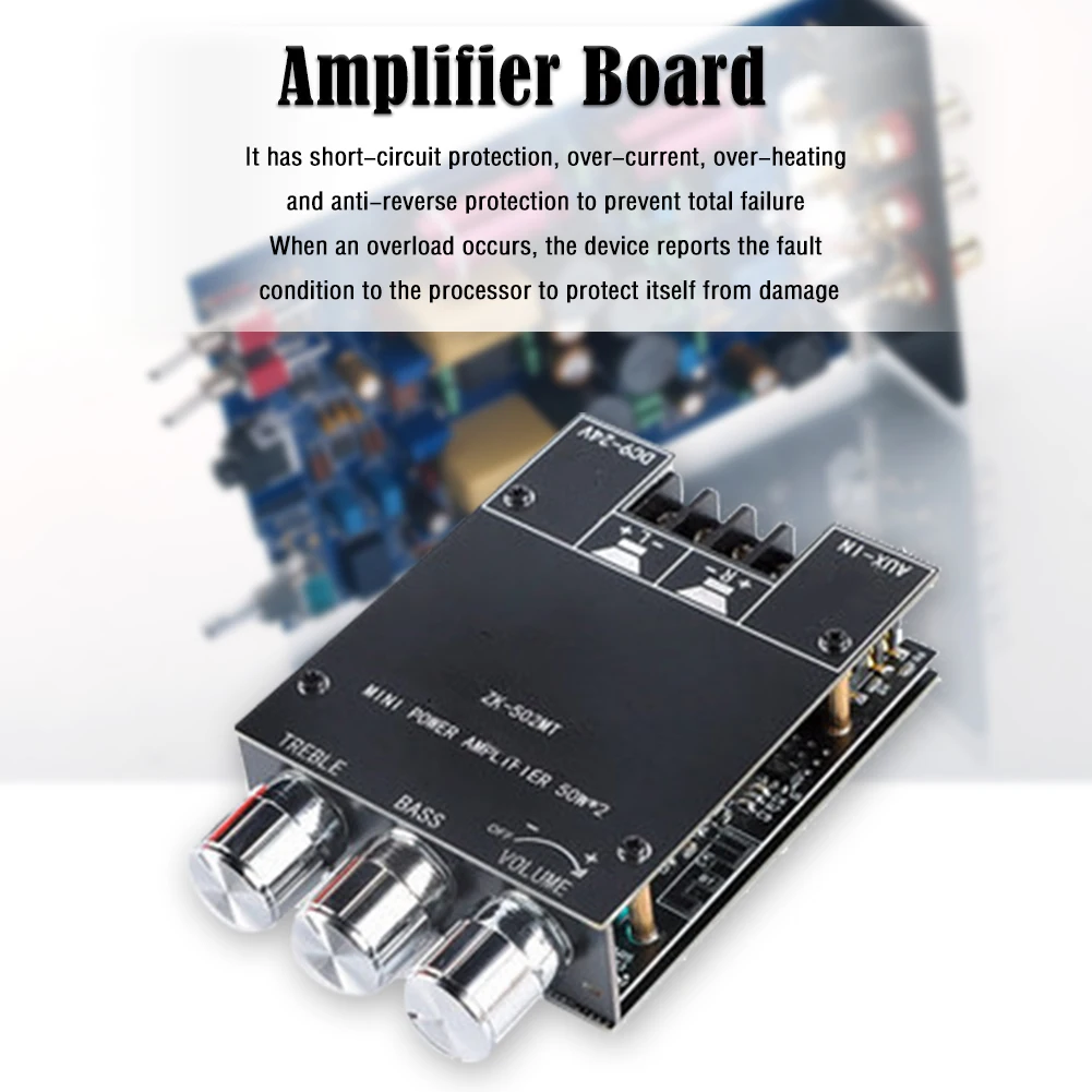 ZK-502MT 2.0 채널 서브우퍼 앰프 보드, 스테레오 오디오 스피커 모듈, 2x50W