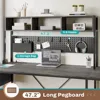 L Shaped Desk, 94.5 Inch Home Office Desk with Power Outlet & Pegboard, L Shaped Gaming Desk with LED light, Keyboard Tray 5