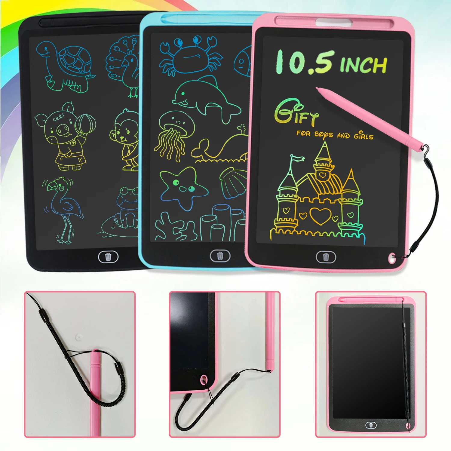 تابلت كتابة LCD مقاس 10.5 بوصة، وسادات رسم للأطفال...