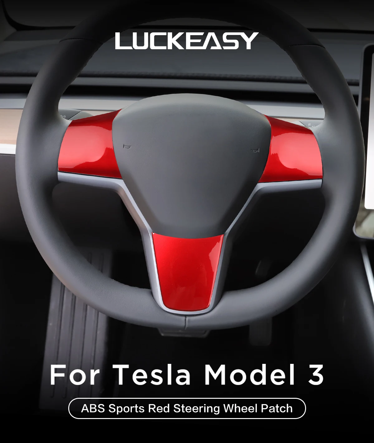 

LUCKEASY For Tesla Model 3 Model Y 2017-2023 Car Steering Wheel Decorative Patch ABS Accessories Frame Patch model3